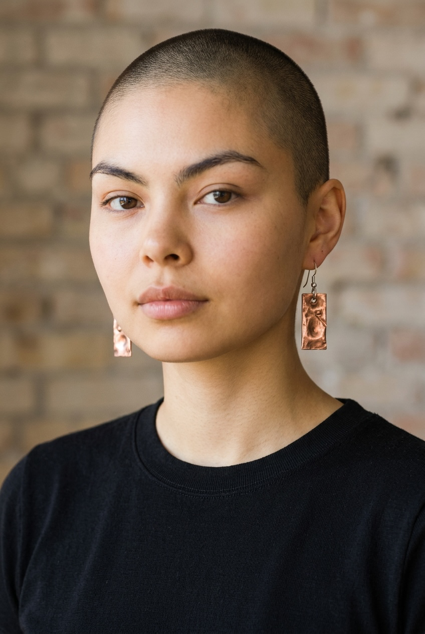 Raw copper earrings