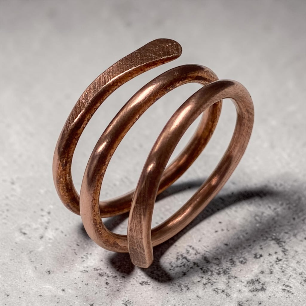 Raw copper - spiral ring