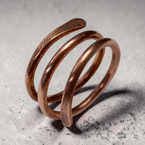 Raw copper - spiral ring