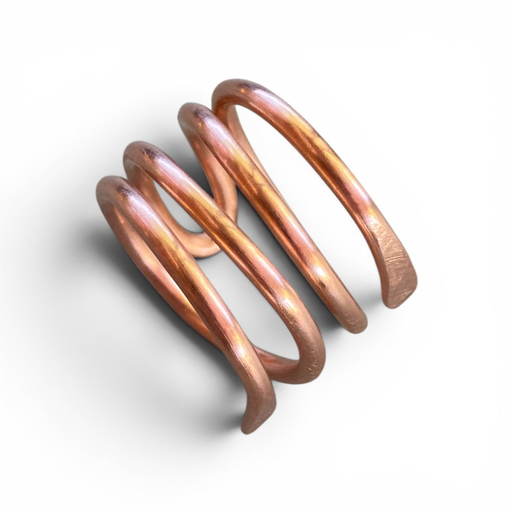 Raw copper - spiral ring