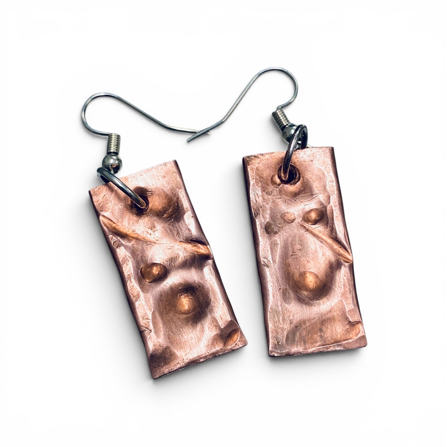 Raw copper earrings